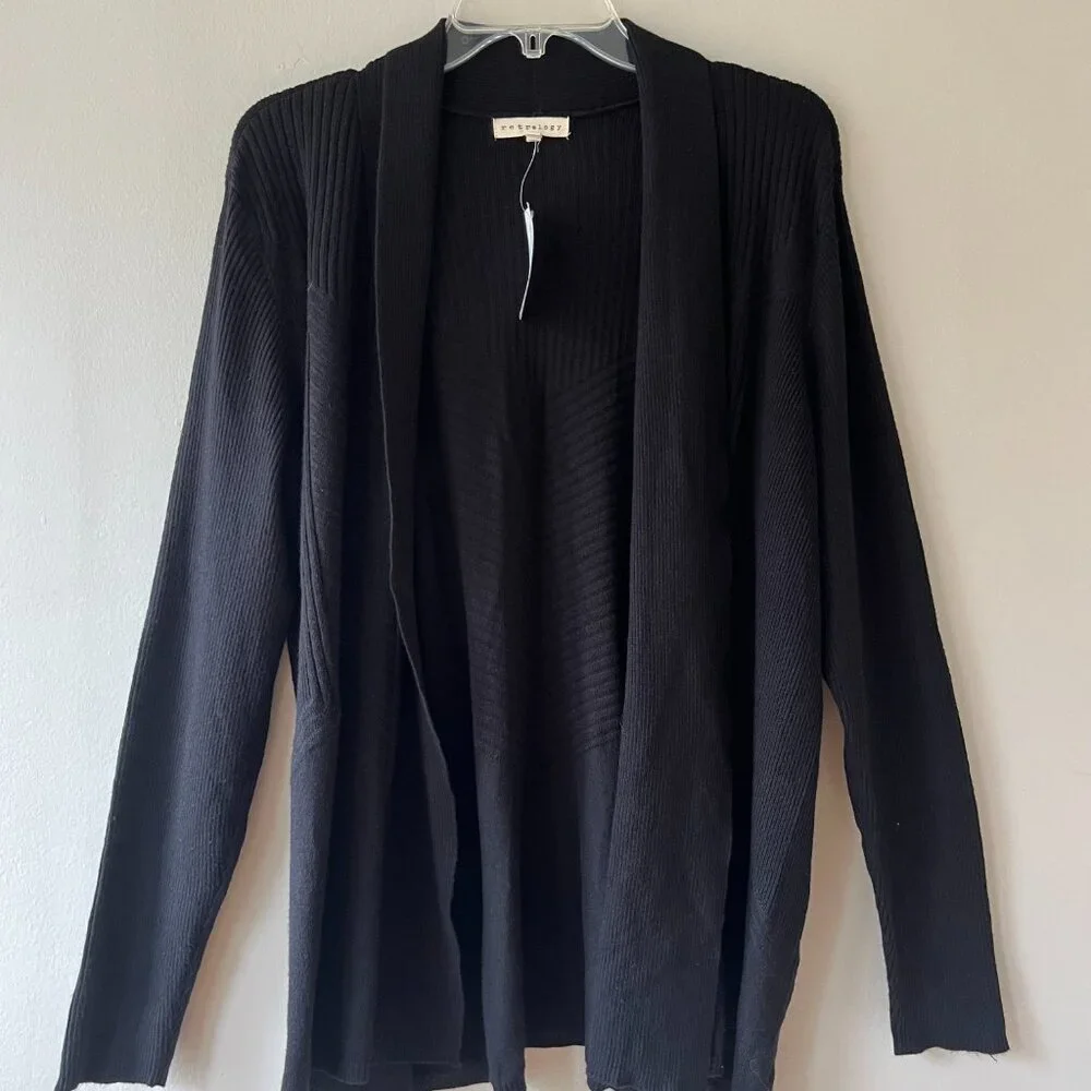 Retrology Sz 3X Black‎ Stretch Open Cardigan Sweater Long Sleeves - Picture 6 of 6